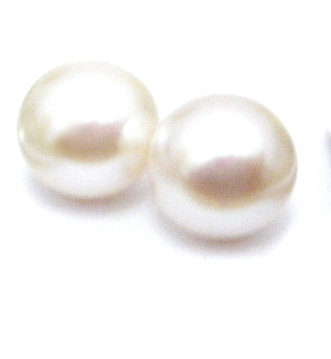 White 10.5-11mm Half Drilled Round Pairs